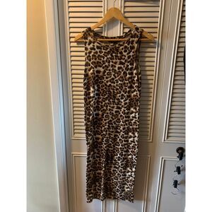 Seductions Lepeord Print Long Sleeveless Dress, size M